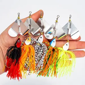 5PCS Topwater Inline Buzzbait Fishing Lures Set, 0.46 oz Bass Spinnerbaits with Double-Wing Aluminum Blade & Vibrant Silicone Skirt, Weedless Single Hook Swimbaits Kit for Summer Bass Pike