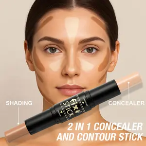 Double-Ended Smooth Contour Concealer Stick, Flattens Face Wrinkles, Enhances Facial Dimension, Makeup Essential