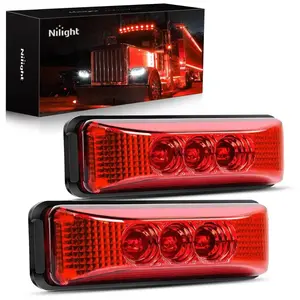 Nilight 3.9 Inch Red LED Fender-Side Marker Lights, Pair of Automotive LED Tailgate Indicator Lights, Led Tailgate Lights