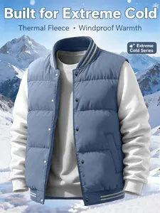 Men's Baseball Collar Vest Gilet with Striped Trim and Button Closure, Stylish and Warm Sleeveless Top for Everyday Wear