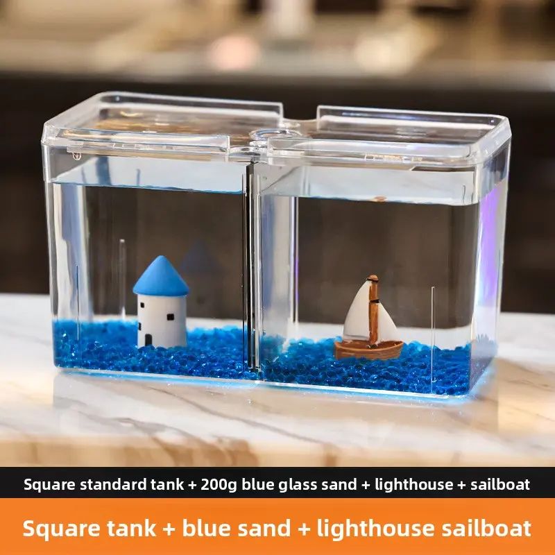 Standard tank + glass sand lighthouse sailboat