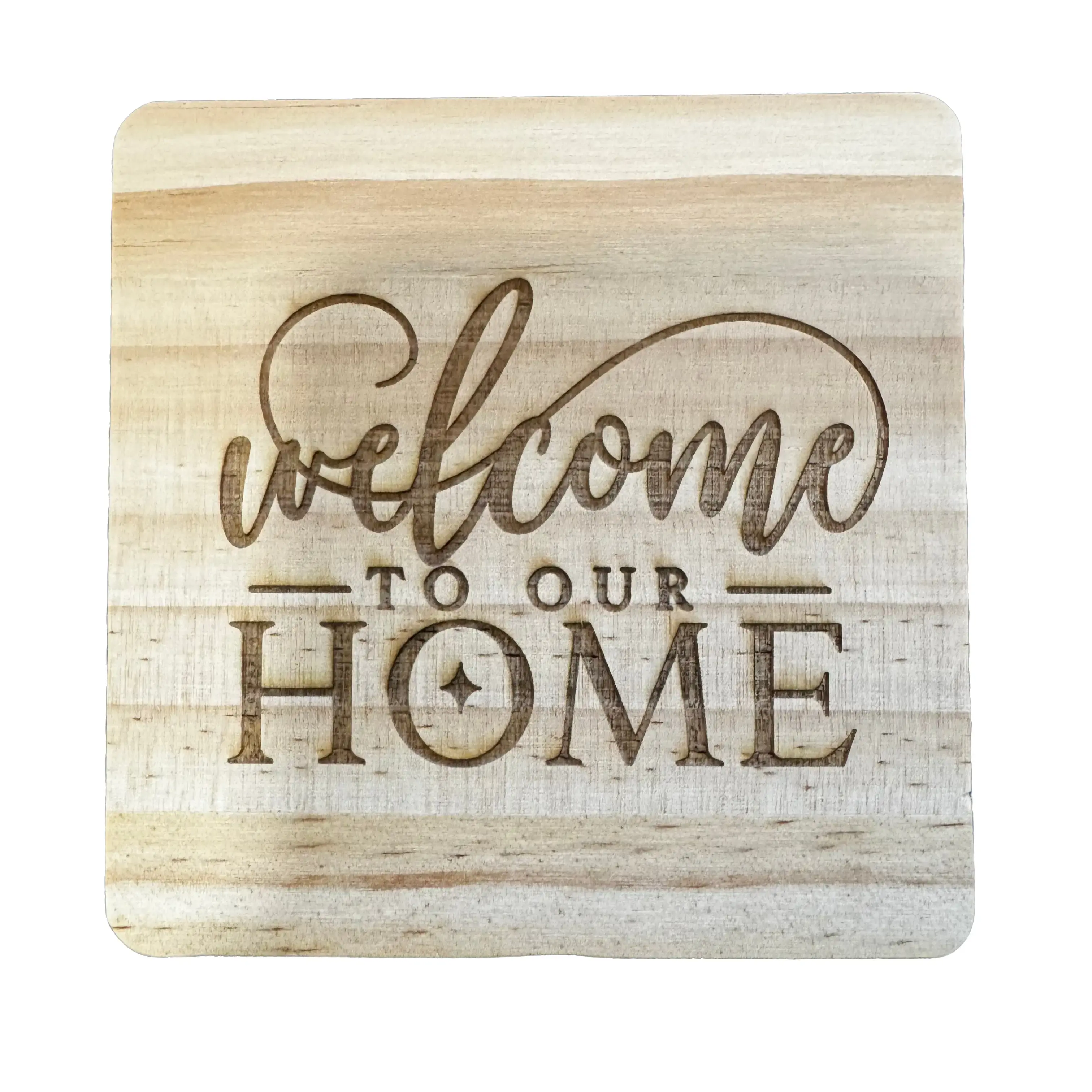 Personalized Engraved Wood Coaster – Custom Rustic Laser Engraved Drink Coaster