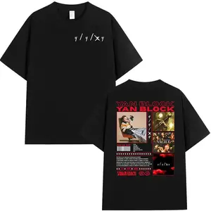 Menswear Aesthetic Classic Yan Block Print Cargo Graphic T-Shirt - 100% Cotton Oversized Short Sleeve Hip Hop Streetwear Sports Top