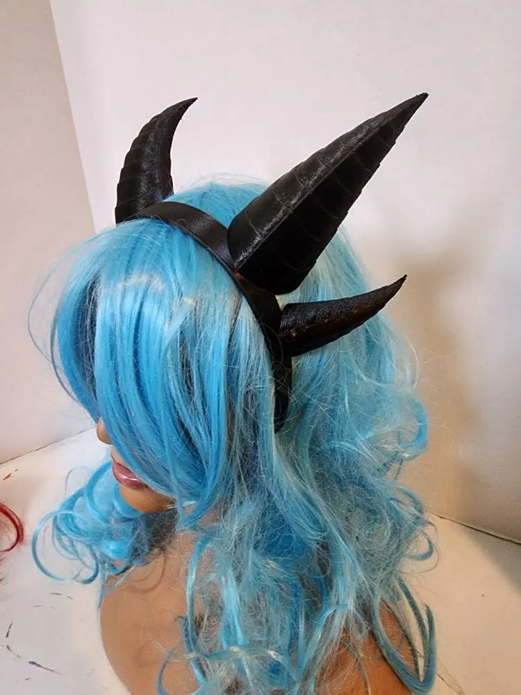 Fantasy Deanerys Dragon inspired 3d printed double set horns on headband Larp costume addition beast horns lizzard horns