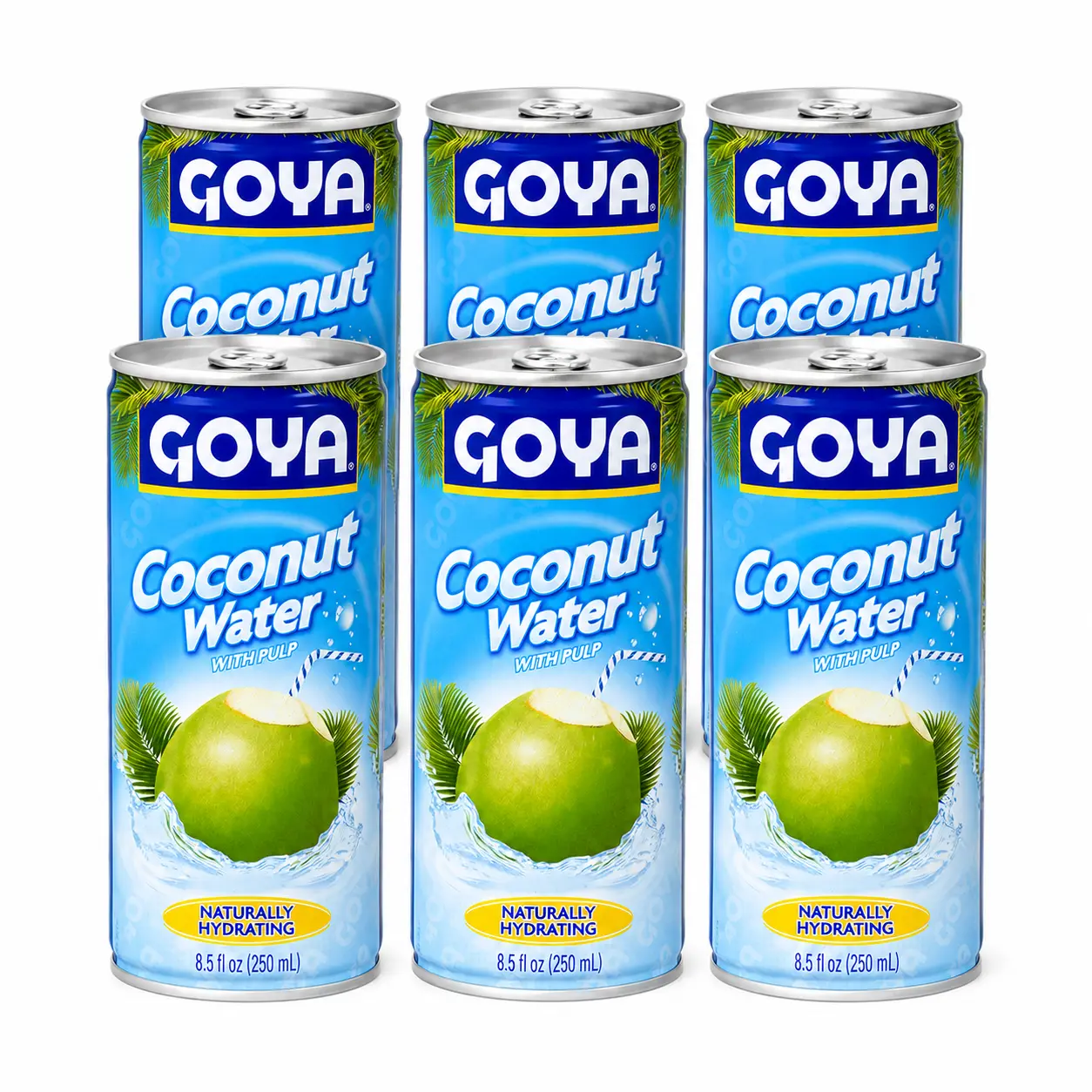 Goya Natural Coconut Water Beverage - 8.5 fl oz Sweet, Electrolyte-Rich, Flavor-Infused Drink with Natural Ingredients, Pantry-Storable Cans for All Ages, On-The-Go Hydration