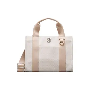 Lululemon Two-Tone 4.5L Cotton-Blend Canvas Tote Bag for Women in Mojave Tan and Light Ivory