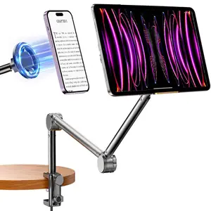 Rotating Tablet Stand for Desk - [Fully Adjustable][Foldable & Portable] iPad Stand with Heavy-Duty Base,Tablet Holder for 4.7-13" Devices, for iPad Pro Air Mini, Kindle, iPhone 17 Pro Max, For iPhone/Tiktok/Short Video
