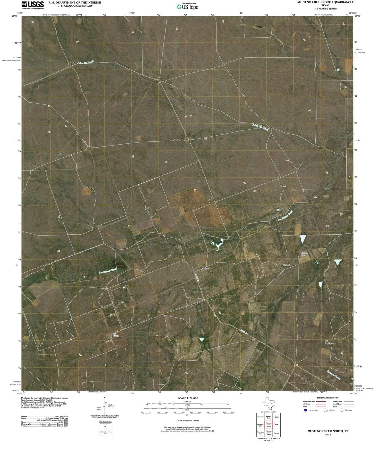 Mesteno Creek North Texas USGS Topographic Quadrangle Map, 2013, 1:24000