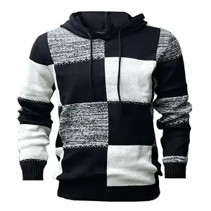 Men's Colorblock Digital Print Long Sleeve Hoodie Casual Sports Top Simple Loose Pullover Knitwear