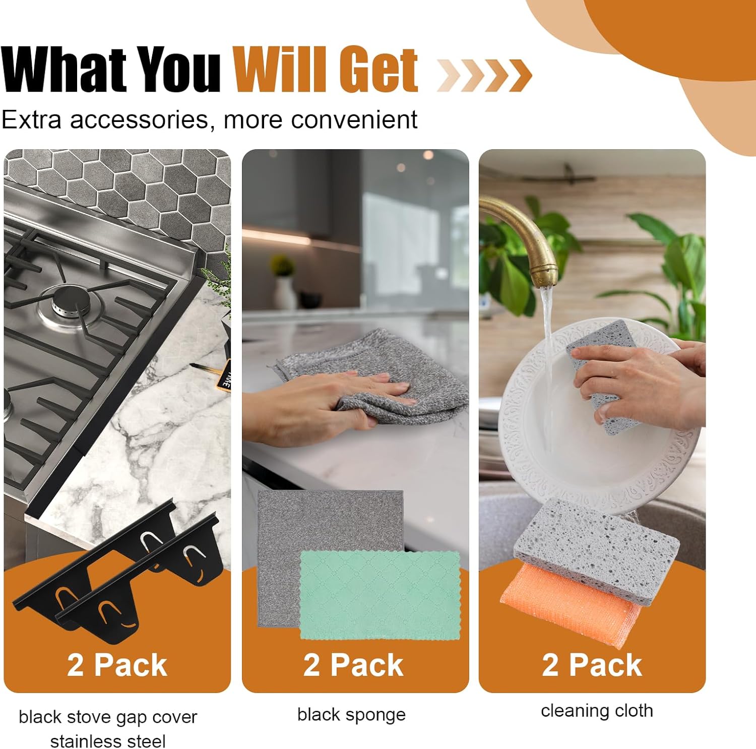 2 Pack Stove Counter Gap Cover Stainless Steel,Stove Guard for Kitchen Oven Counter Side Gap, Range Trim Kit, Adjustable Length 13.8" to 27.6", Stove gap filler Easy Clean and Heat Resistant(Style 1)