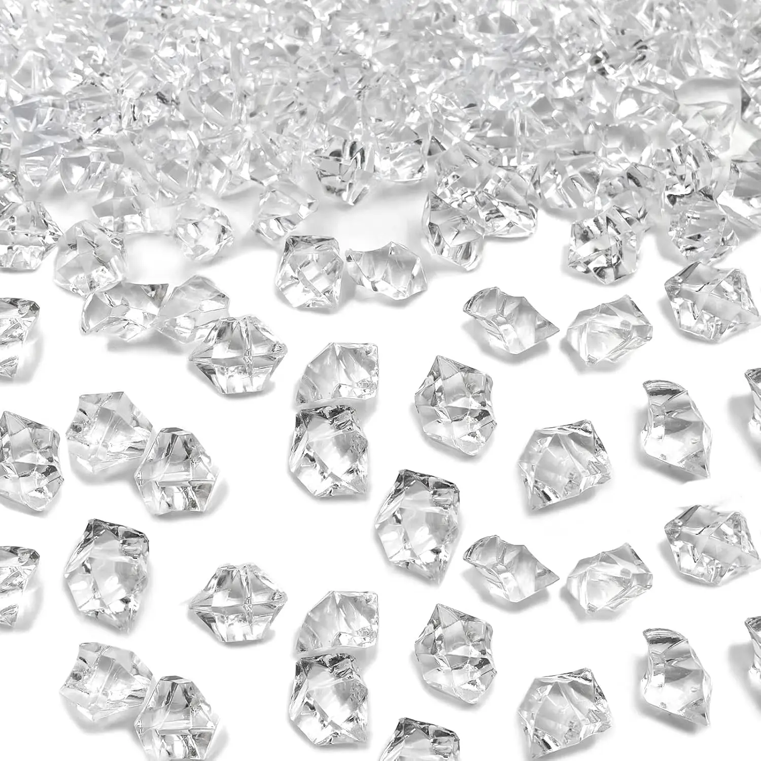 Ice Cubes, 1000 count  Ice Rocks for Centerpieces, 11 * 14 mm Artificial Ice Table Scatter,  Crushed Ice  Vase Fillers Christmas Decorations