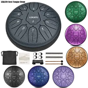 [Free Shipp] LEKATO Steel Tongue Drum [Brand Guarantee ],6 inch 8 Note/11 Note Handpan Beginner Rain Drum Percussion ,for Musical Education Zen Meditation Yoga Deep Sleep,Music Player Singer Friend Kid Relax Fun Girl Boy Gift Idea Musical Experience