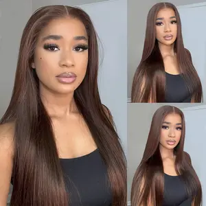 (Live Exclusive) MEGALOOK 13x6 HD Pro.2.0 Lace Front Wig Three-Go Chocolate Brown Glueless Wigs Straight With Drawstring 100% Human Hair Wig
