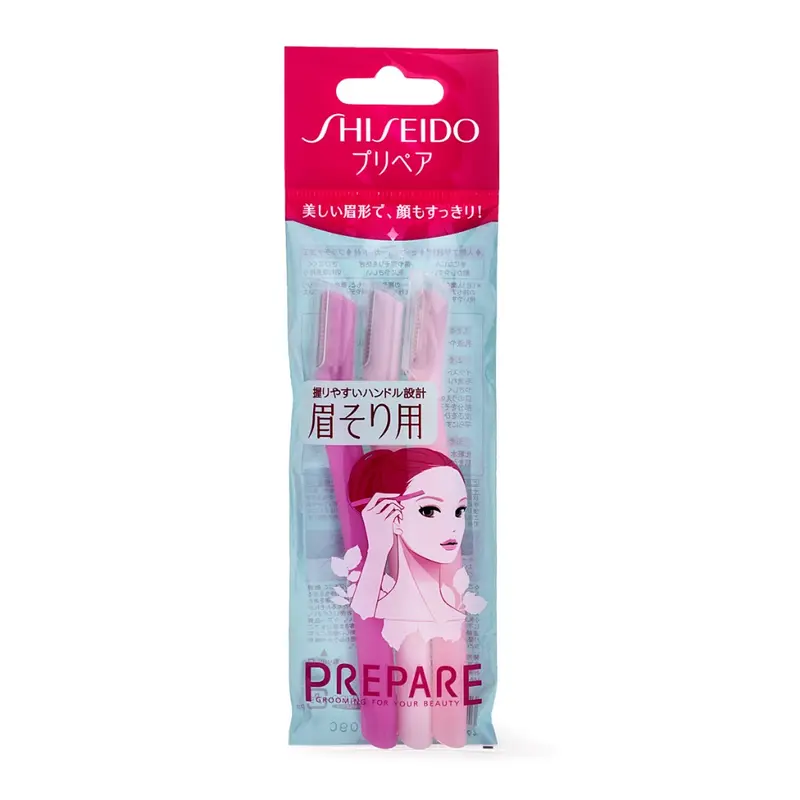 Shiseido Professional Prepare 3-Count Facial Razors - Durable, Lightweight, Easy-Use Beauty Care Tool, Cosmetic Tool for Clean Shave, Eyebrow Hair Trimmer, Dermaplaning