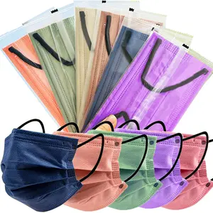 Face Mask Disposable Adult - 4 Ply Protection Masks 50 Pack Individually Wrapped Mask Multicolored Breathable Safety Masks for Women & Men