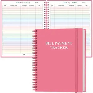 Bill Tracker Notebook - Monthly Bill Organizer & Planner for Personal Budgeting, Monthly Bill Payment Checklist, 8.5" x 11", Pink