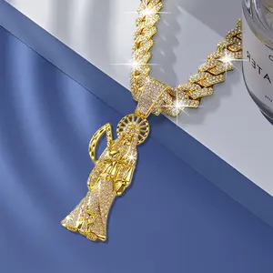 Streetwear Essential Iced Out Grim Reaper Pendant  18 Miami Cuban Chain  Urban Hip Hop Jewelry for Men  Women