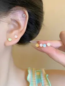 Summer Dopamine Colorful Polka Dot Stud Earrings Set, Six-Piece Silicone Ear Jewelry, Casual All-Season Accessory, Simple and Transparent Design