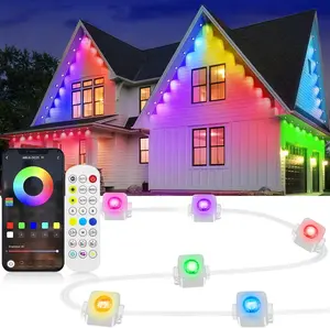 echosari Permanent Outdoor Lights 50FT/100FT/200FT, Connectable Smart House Trim Lights, IP67 Waterproof Eaves Lighting with App & Remote, 209 Scene Modes for Daily & Holiday Decor