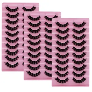 Fluffy False Eyelashes Cluster, 30 Pairs Wispy Natural Curling Eye Makeup Strip Lashes, Full Volume Eyelash for Lashes Extensions, Volumized False Eyelashes