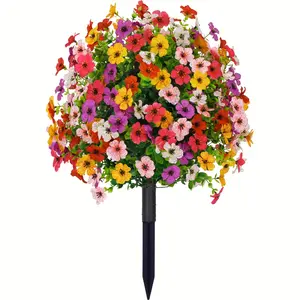 Artificial Spring Summer Floor Tree, Vibrant Multi-Color Flowers, Fake Blossom Plants, Indoor/outdoor Decor, Ideal for Front Door, Porch, Garden, Halloween, Thanksgiving, Christmas