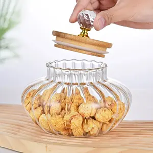 Apple-Shaped Glass Jars with Bamboo Lids Kitchen Canisters for Sugar Coffee Tea Spice Flour Candy Cookie Pasta Cereal Cute Decorative Jars Containers Utensils Tin Stripes