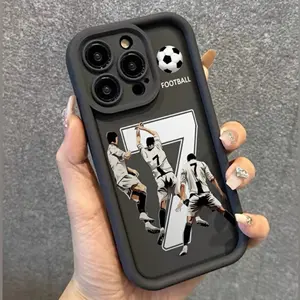 No.7 Soccer Player Pattern Case for iPhone 16 15 14 Pro Max 13 12 11 XR XS Plus Shockproof Drop Protection Rugged Durable Silicone Smartphone Cover Gift For Girls Boys and Women