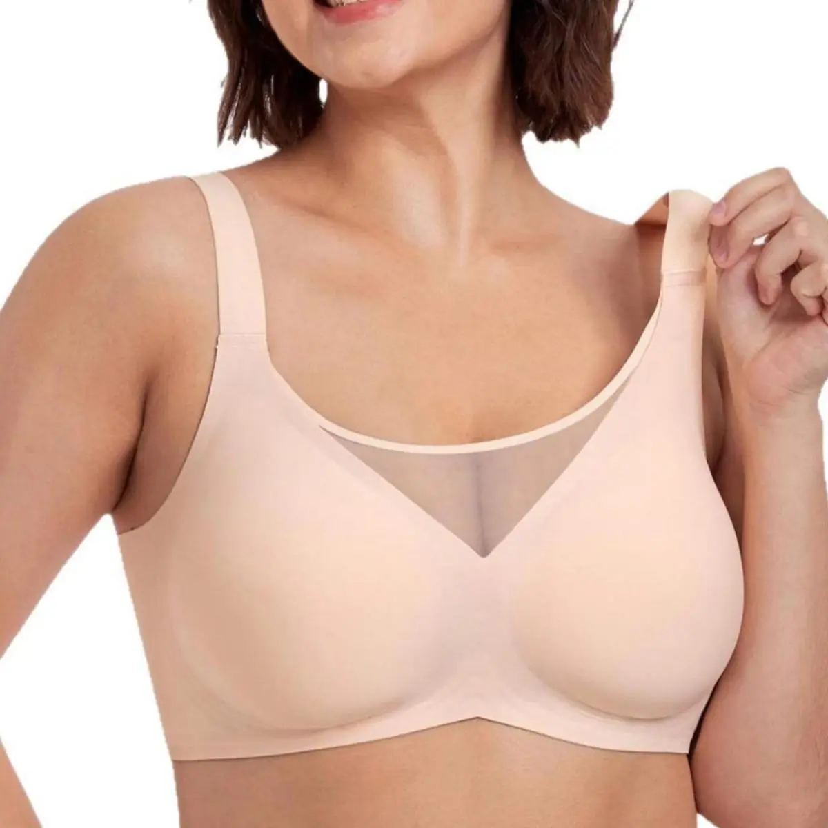 Wireless Bust Compression Bra for Full-Figure Women, Plus Size Wire-Free Lift Anti-Sag Shaping Bra with Convertible Straps