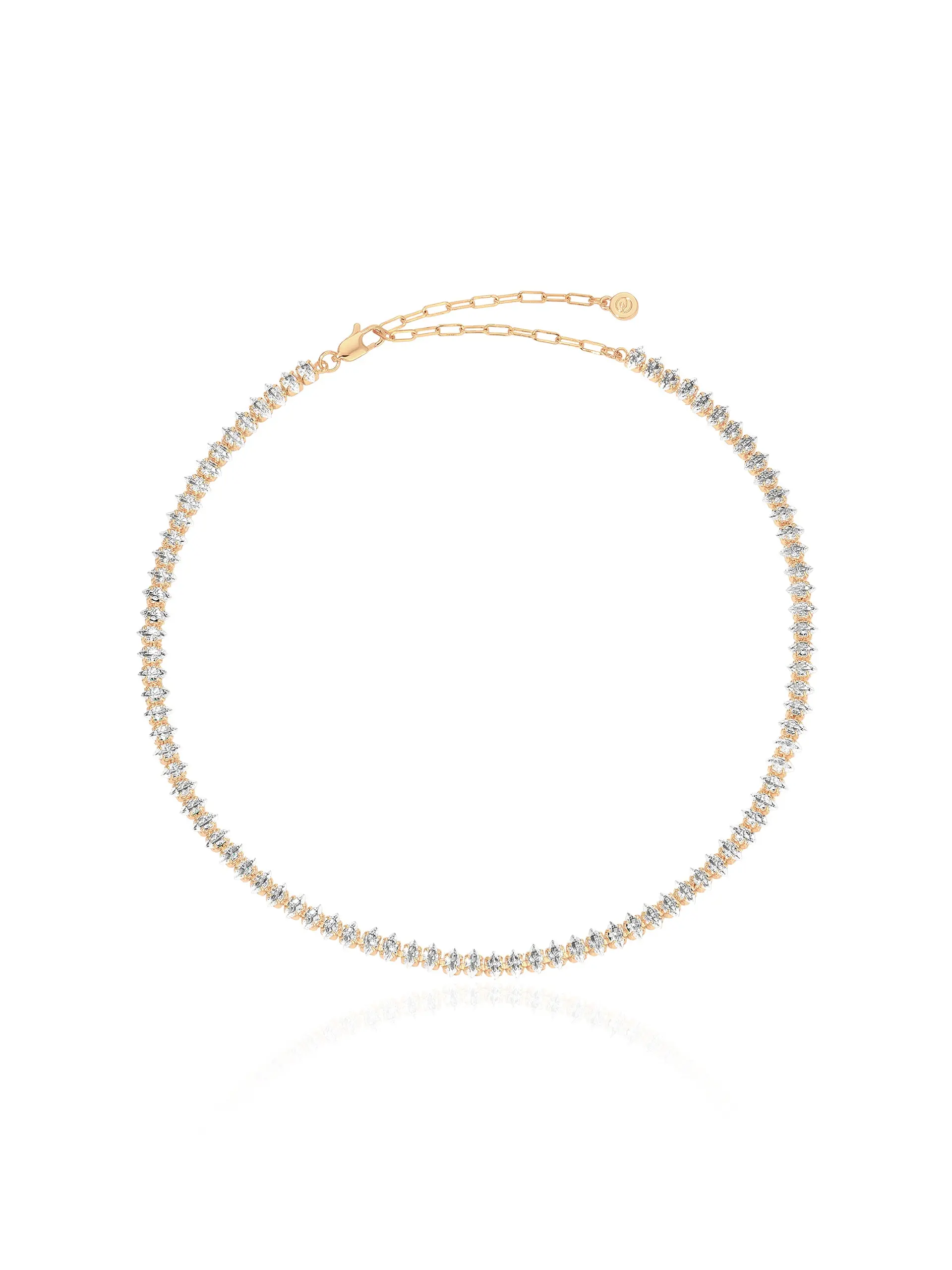 Ettika Marquise Necklace 18k Gold Plated Brass Steel & Cubic Zirconia 16 Inch Length with 3.5 Inch Extender Chain Clasp Closure