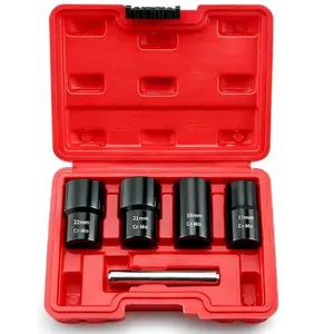 GJANSH 5 PCS 1/2” Twist Socket Set, 6-Point Sockets Nut and Bolt Extractor Tool Kit,Bolt & Stripped Lug Nut Remover Socket Tool for Damaged(17 mm, 19 mm, 21 mm, 22 mm)