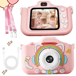 Children's educational toy digital camera, rainbow cat design, supports memory cards, multiple styles and colors to choose from, is the perfect birthday and holiday gift for children aged 3-12 years old