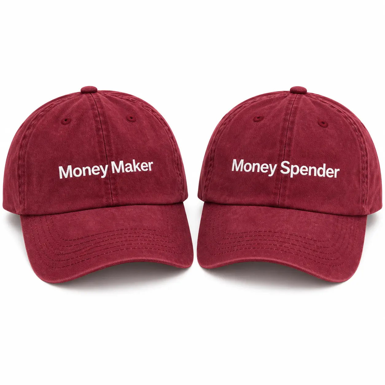 Money Maker Money Spender Matching Couple Hats, Embroidered Washed Dad Caps, Funny His and Hers Baseball Hats, Matching Couples Accessories, Anniversary Valentine's Day Gift for Couples