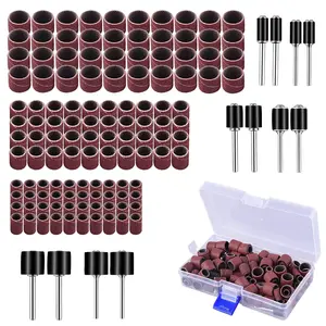 Oxide Sanding Drum Set with Free Box Including 120 count Drum Sander Sanding Sleeves and 12 count Drum Mandrels for Dremel Rotary Tool, 132 count
