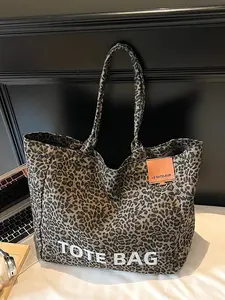 Lazy style niche leopard print handbag, fashionable tote bag, textured and stylish one-shoulder commuter bag, student commuting storage bag, Stylish Square Bag, suitable for commuting, daily matching and other scenarios.
