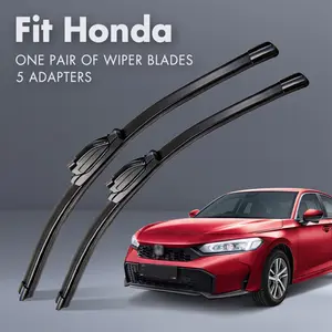 Fit Honda,Universal All-Season Windshield Wipers Ultra Quiet Frameless Blades, OEM Quality,Streak-Free 5 Adapters,  Easy Install Car Parts