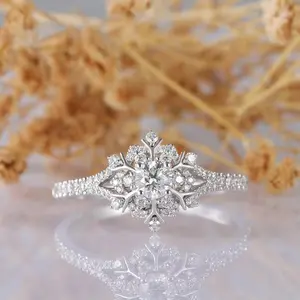 Beautiful Snowflake Engagement Wedding Ring 925 Sterling Silver 0.72 TCW Round Cubic Zirconia Stone
