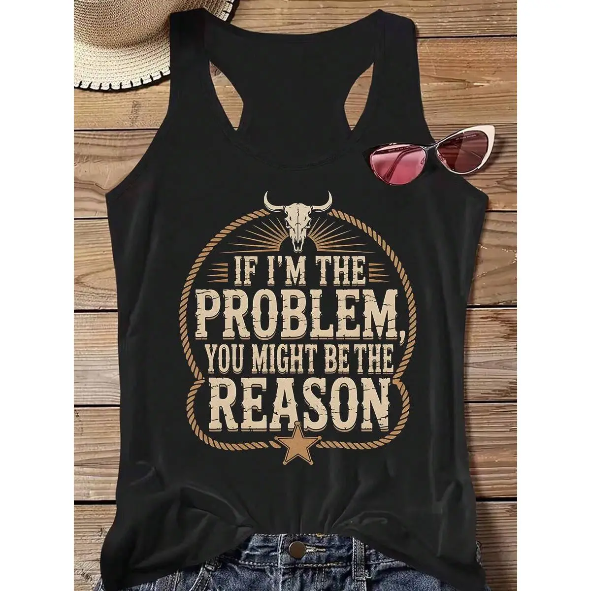 Women's Casual Cotton Blend Tank Top - Sleeveless, Round Neck, Funny Graphic Print, Basic Fashion Fit, Soft Fabric for Daily Wear, Fits, Day,back to school,back to school shopping