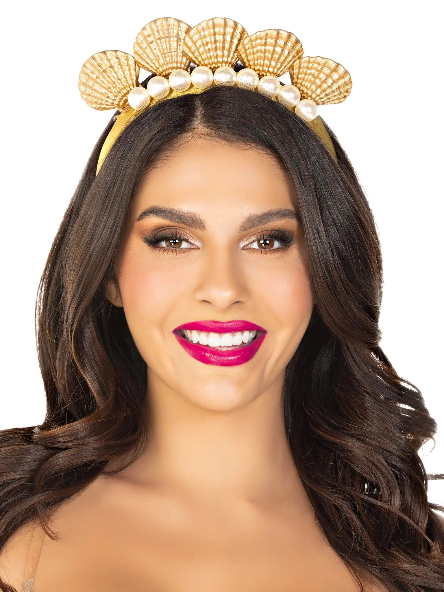 Pearl Shell Mermaid Crown Headband, Golden Scallop Shell Design, 1 Size for Mermaid Enthusiasts, Ideal for DIY Costumes