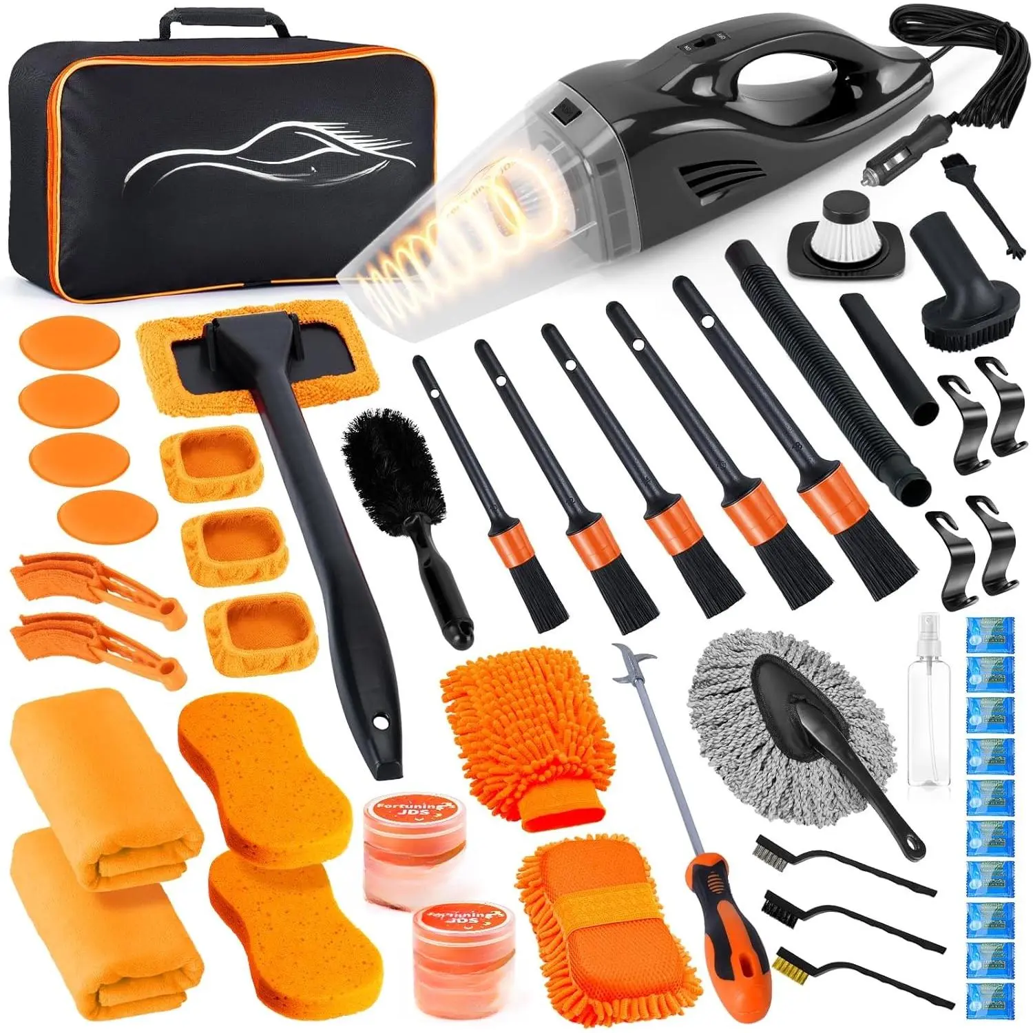 61 count  Detailing Kit Interior Cleaner, Auto Detailing Kit,  Vacuum  Interior Detailing Kit,  Wash Kit with Bucket Detailing Brush Set  Accessories for , , Bikes, Wheels