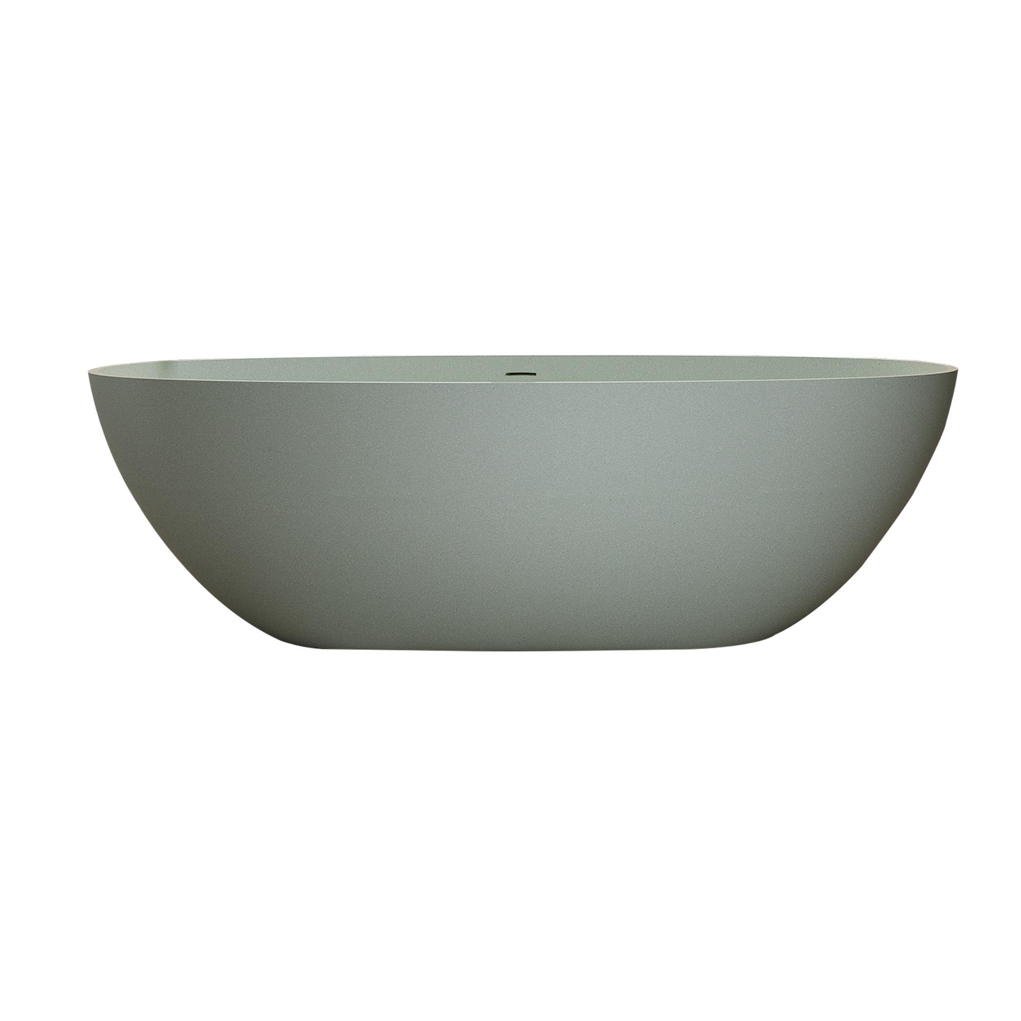 55' Freestanding Bathtub Resin Stone Soaking Bathtub Solid Surface Modern Tubs with Overflow and Pop-up Drain