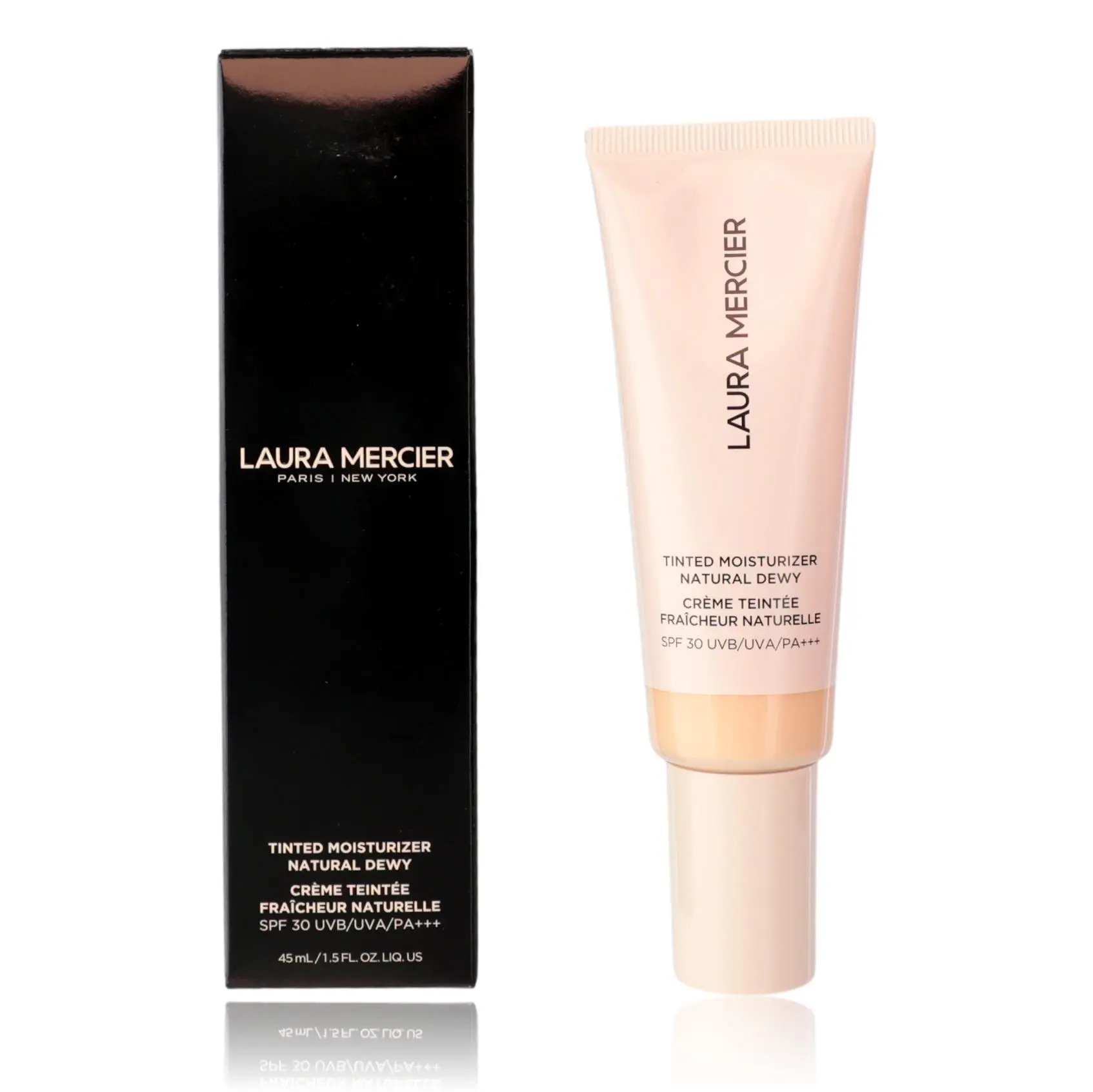 Laura Mercier Natural Dewy Tinted Moisturizer Cream SPF 30 - Women's 0N Silk, Moisturizing Hydrating Daily Face Makeup, Sun Protection, 1.5 fl oz, Boxed Single Item