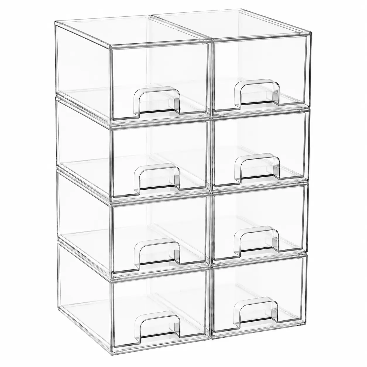 4/8 Pack Small Clear Stackable Acrylic Storage Boxes for Art Tool & Sketch, Storage Drawers, Storage Organizer, Clear Plastic Makeup Organizer, Ideal for Vanity, Cabinet, Desk Organization