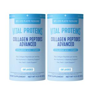 Vital Proteins Collagen Peptides Advanced 2-pack - Unflavored, 9.33 oz | Powder Dietary Supplement | Hydrolyzed Collagen with Hyaluronic Acid and Vitamin C