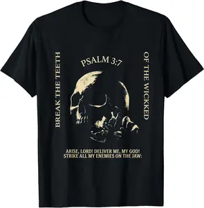 Psalm 3:7 Vintage Skull Christian Religious Bible Verse T-Shirt