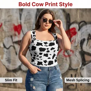 GBELLA Women’s Cow Print Bodysuit, Trendy Stylish Sexy Sleeveless Breathable Comfy Lightweight, Underwear Womenswear Tank Top, Perfect For Summer Outfits Beach Vacation Daily Wear Party Looks