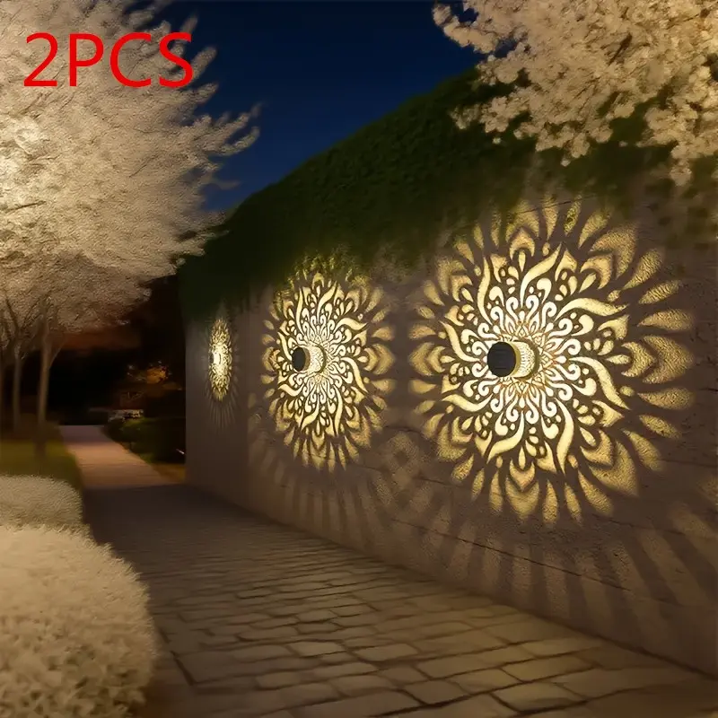 Solar Fence Light Ip65 Outdoor Wall Lamp with Hollow Design, Garden Patio Stairs Lighting, Outdoor Pathway Light, Decorative Solar Lights, Durable Metal Structure, Outdoor Lighting Modern, Outdoor Landscape Lighting