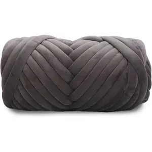 Chunky Yarn Bulky Giant Arm Knitting Yar n, Super Soft  Tube Weight Y arn,  DIY Crochet Hand Making Washable Yar n for Blanket, Pet Bed, Rugs Pillow (2.2lb-Dark Gray)