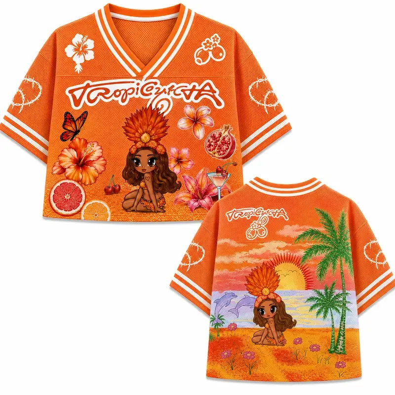 Tropicoqueta Crop Mesh Jersey 2026  Viajando Por El Mundo Tropitour Shirt, Latin Music Concert Top, Retro Streetwear, Unisex Fan Apparel & Gift