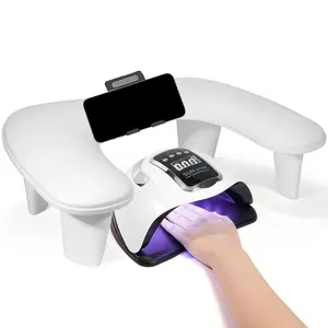 Nail Art Hand Pillow with Phone Stand, Ergonomic Butterfly Design, PU Leather Multi-Functional Nail Salon Accessory, Comfortable Soft Support Cushion, Nail Care Tool