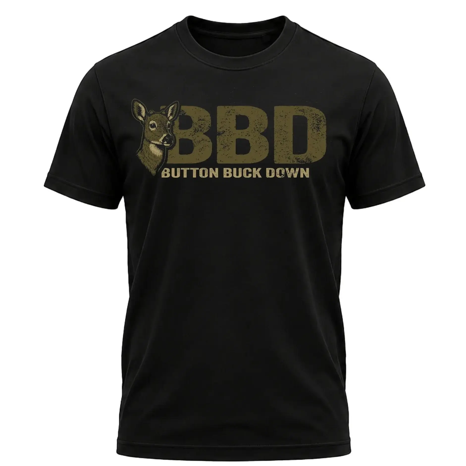 "BBD" Men's Shirt, Hunting T-shirt, Crew Bowhunting Shirt, Deer Skull Archery Tee, Archery Tactical Gear, Unisex Short Sleeve Casual 100%, Outdoor Gift For Men, Made In USA.